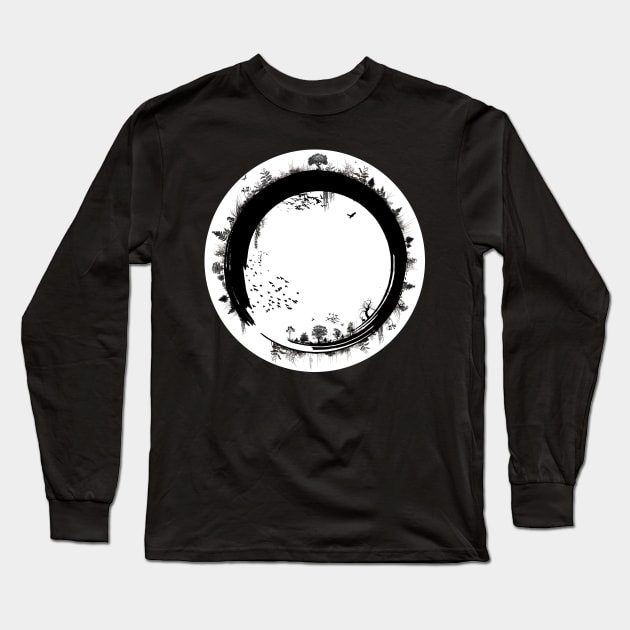 Zen ink painting inspired by nature Long Sleeve T-Shirt by Wdrslwzh12